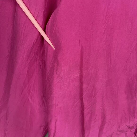 J Jill Blouse Womens Medium Fuchsia Pink Pleated Dressy Feminine Top 100% Silk - Picture 5 of 16